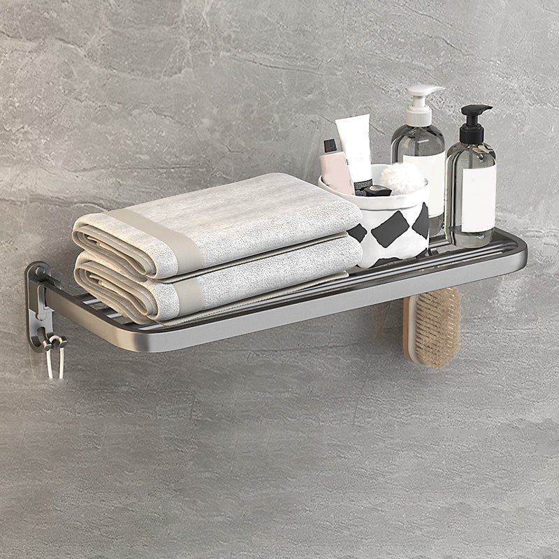 2 Piece Matte Black Modern Bathroom Hardware Set, Bath Shelf, Towel Bar