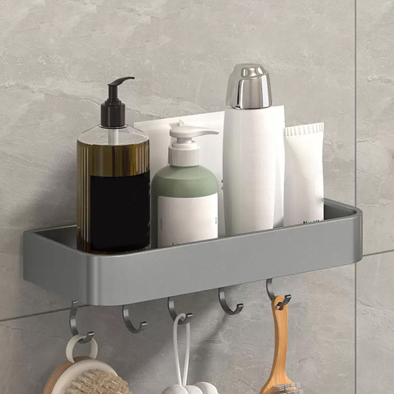 2 Piece Matte Black Modern Bathroom Hardware Set, Bath Shelf, Towel Bar