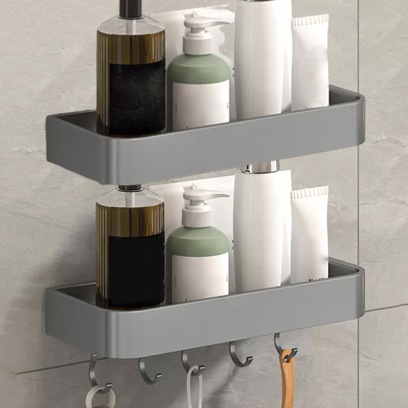 2 Piece Matte Black Modern Bathroom Hardware Set, Bath Shelf, Towel Bar