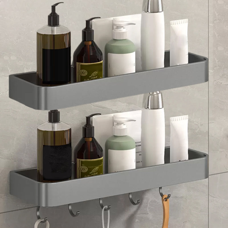 2 Piece Matte Black Modern Bathroom Hardware Set, Bath Shelf, Towel Bar