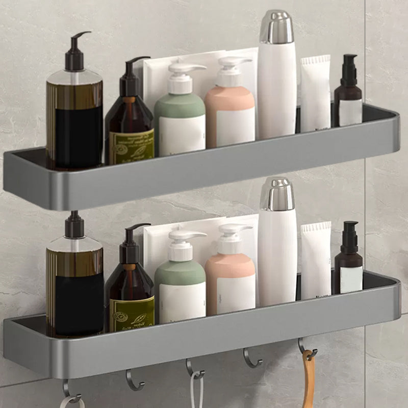 2 Piece Matte Black Modern Bathroom Hardware Set, Bath Shelf, Towel Bar