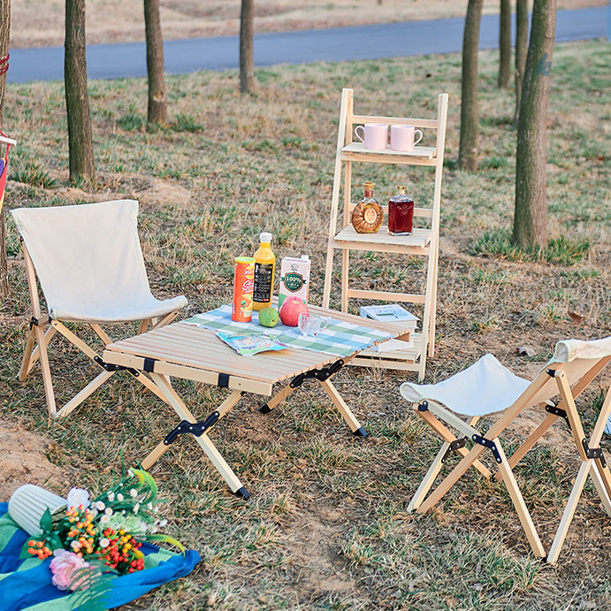 Solid Wood Dining Table Rectangle UV Resistant Camping Table