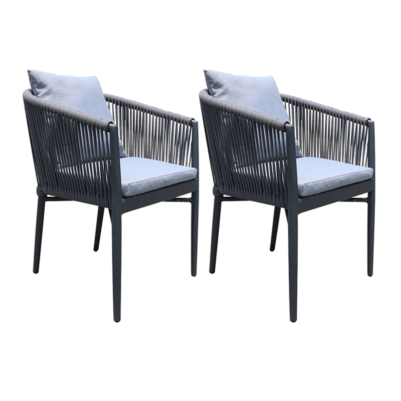 Industrial with Arm Dining Armchair Metal Patio Dining Side Chair