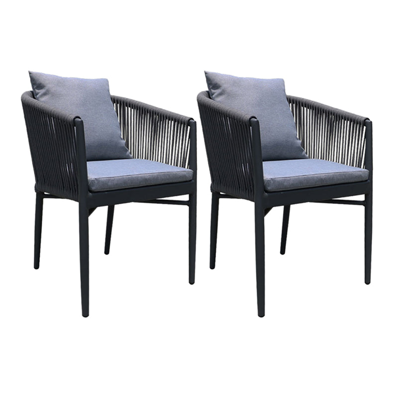 Industrial Black Outdoor Bistro Chairs Metal Patio Dining Armchair