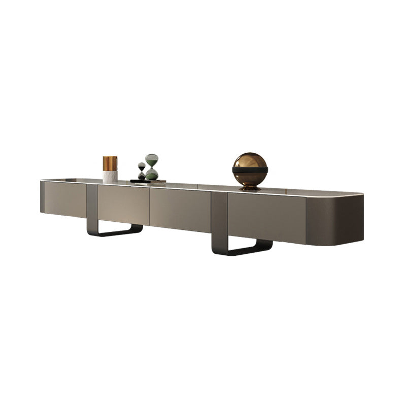 Glam TV Console Stone Media Console Enclosed Storage with Drawers for Home