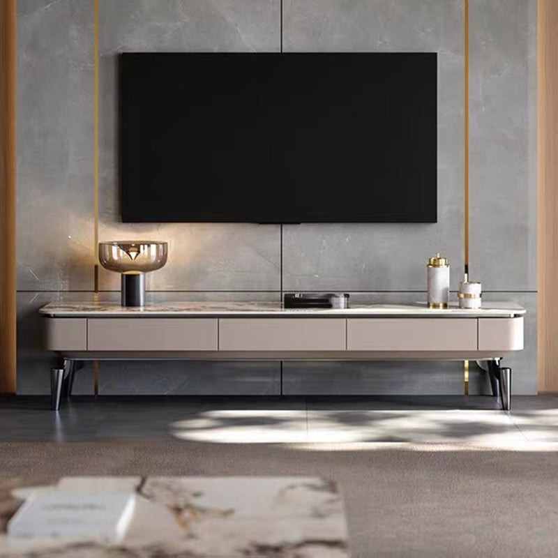 Glam TV Console Stone Media Console Enclosed Storage Console with Drawers