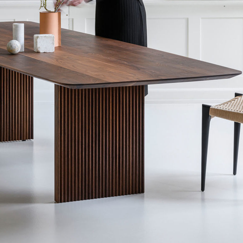 Rectangular Shaped Wooden Conference Table 2 Legs Writing Desk in Brown