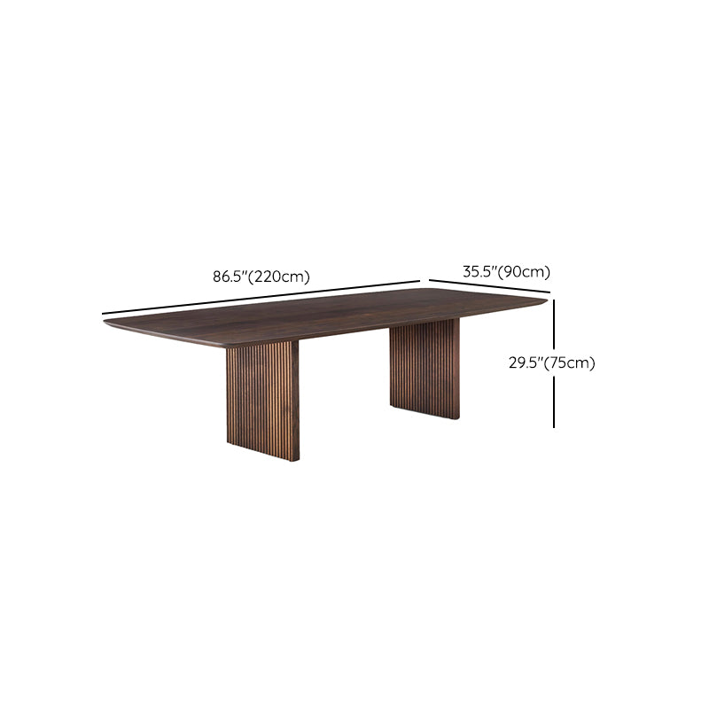 Rectangular Shaped Wooden Conference Table 2 Legs Writing Desk in Brown