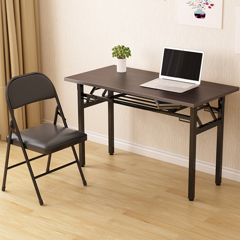 Folding Rectangular Writing Desk Modern Black Base Bedroom Office Desk