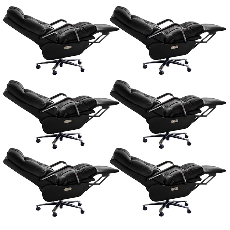 Modern Slide Office Chair Padded Arms Leather Adjustable Seat Height Chair