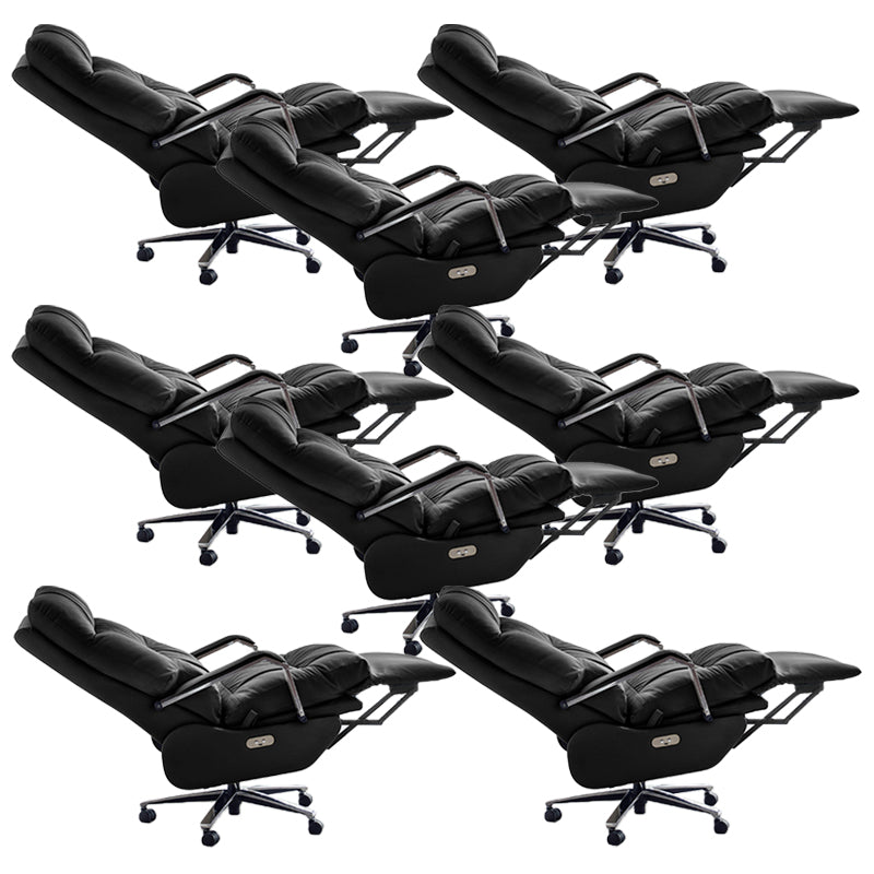 Modern Slide Office Chair Padded Arms Leather Adjustable Seat Height Chair