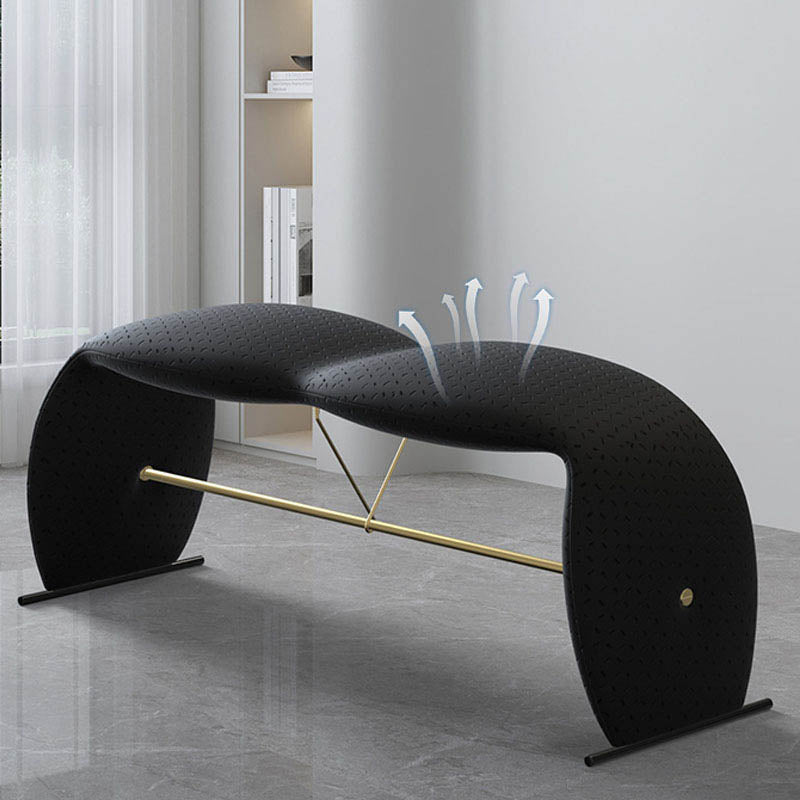 Glam Metal Seating Bench Cushioned Backless Bench for Bedroom