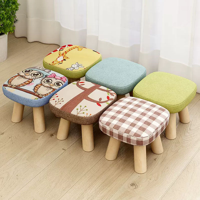 Modern Ottoman Cotton Detachable Seat Cover Solid Color Square Ottoman