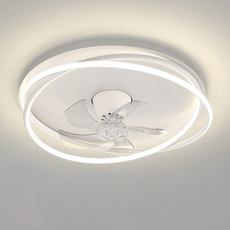 Single Modern Ceiling Fan Lamp Unique White/Black/Golden Acrylic Ceiling Fan Light