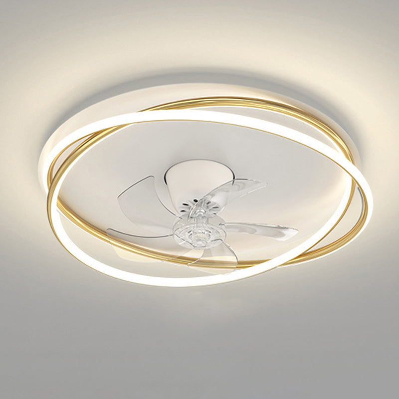 Single Modern Ceiling Fan Lamp Unique White/Black/Golden Acrylic Ceiling Fan Light