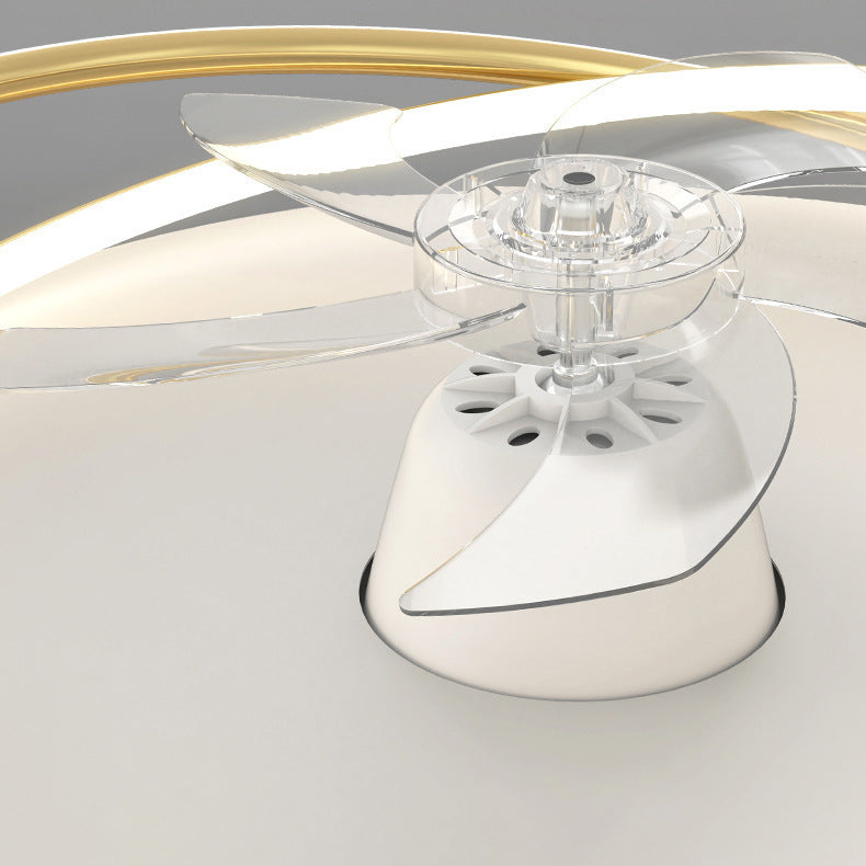 Single Modern Ceiling Fan Lamp Unique White/Black/Golden Acrylic Ceiling Fan Light