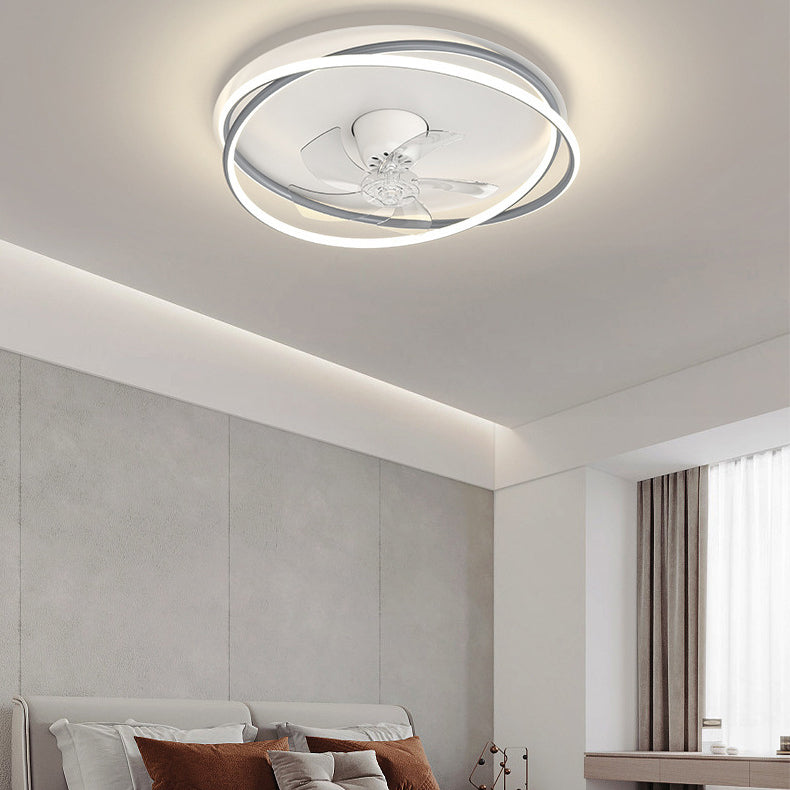 Single Modern Ceiling Fan Lamp Unique White/Black/Golden Acrylic Ceiling Fan Light