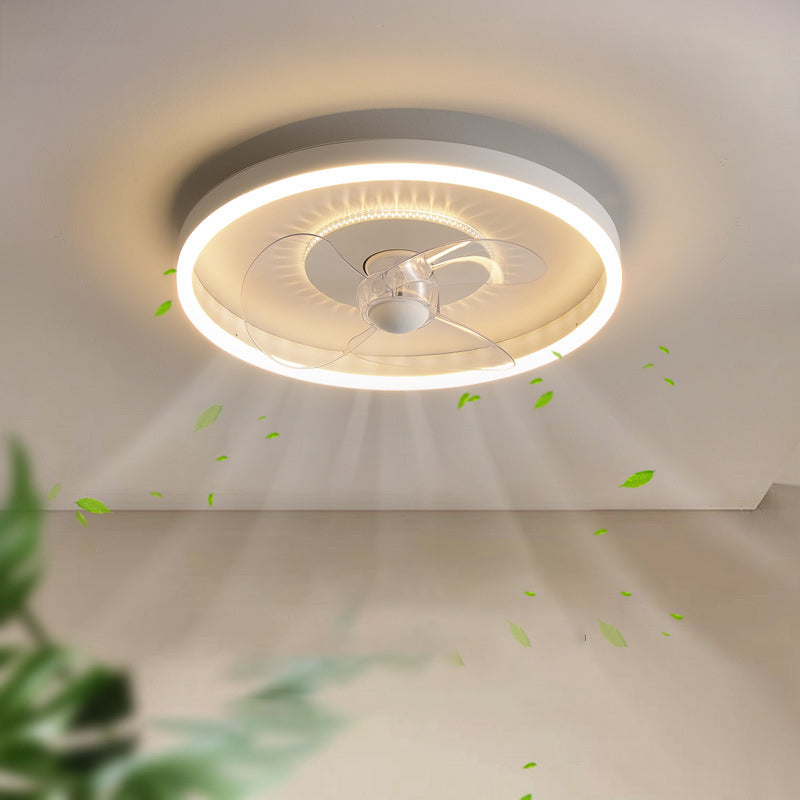 Modernism 2-Light White Ceiling Fan Lamp LED Metallic Ceiling Fan Light