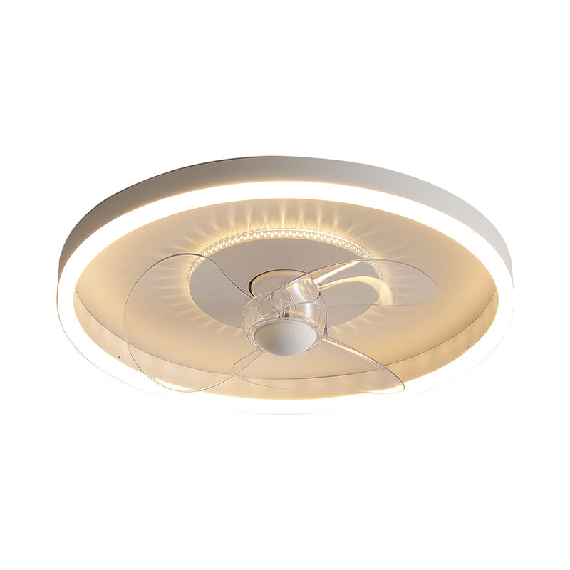 Modernism 2-Light White Ceiling Fan Lamp LED Metallic Ceiling Fan Light