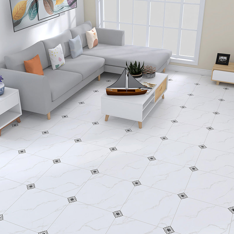 Home Indoor Vinyl Floor Coiled Marble Print Square PVC Vinyl Flooring