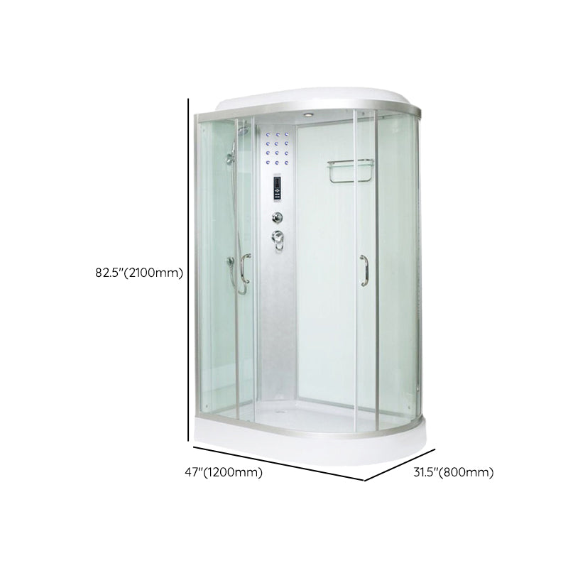 Framed Neo-Round Shower Kit Double Sliding Shower Stall with White Base