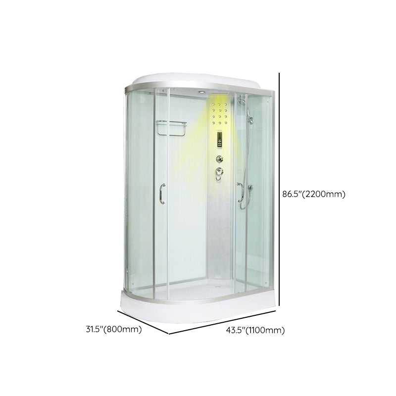 Framed Neo-Round Shower Kit Double Sliding Shower Stall with White Base