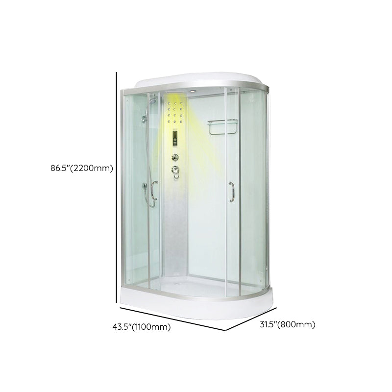 Framed Neo-Round Shower Kit Double Sliding Shower Stall with White Base