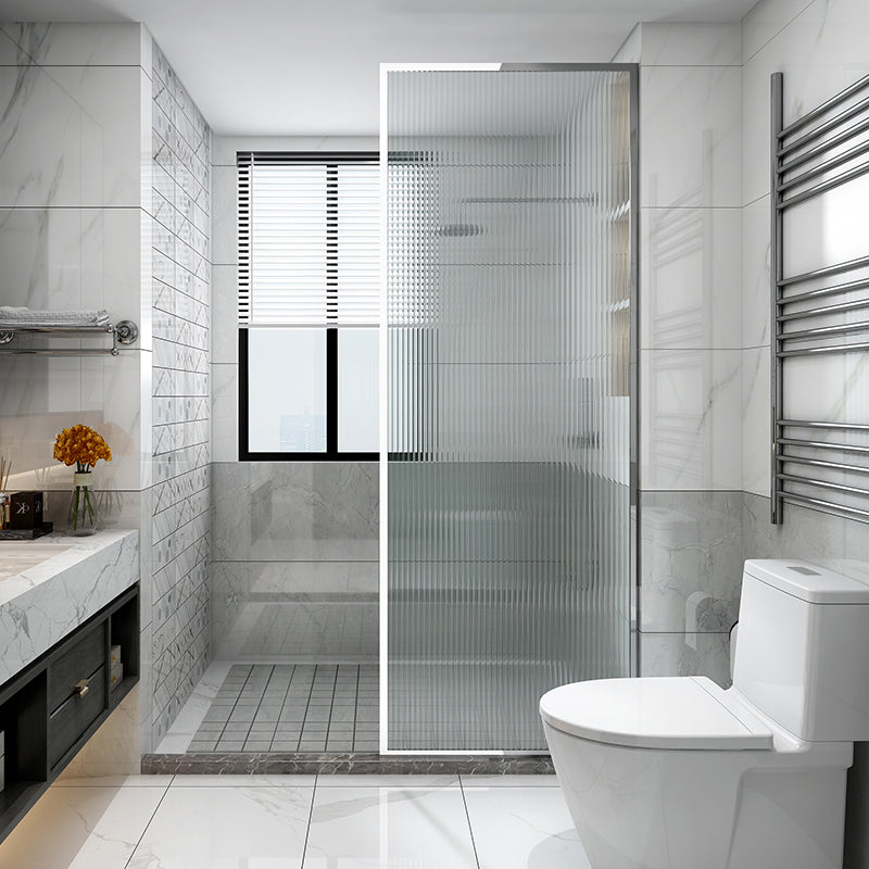 White Shower Bath Door Framed Single Fixed Clear Shower Door