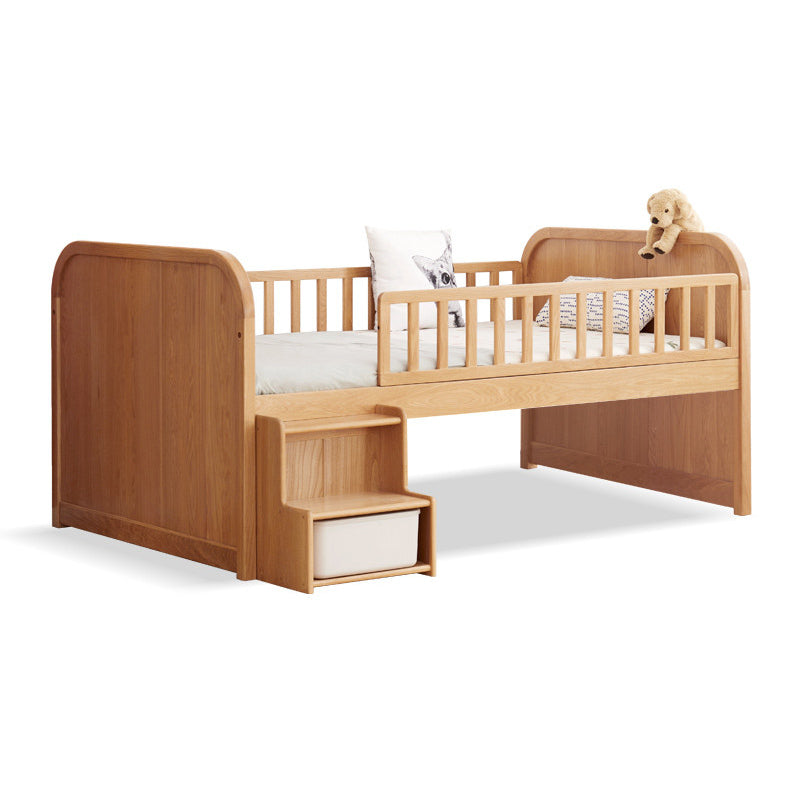 Natural Baby Crib Solid Wood Crib Nursery Bed with Guardrails