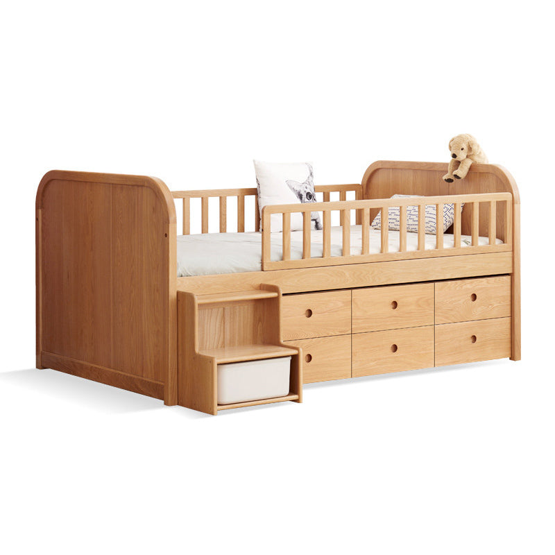 Natural Baby Crib Solid Wood Crib Nursery Bed with Guardrails