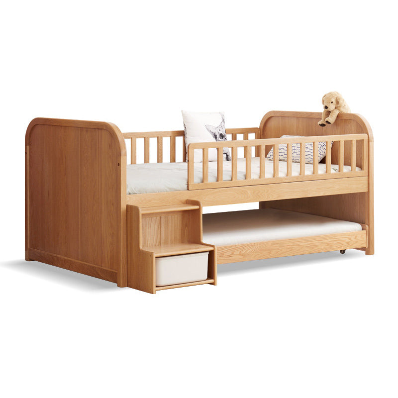 Natural Baby Crib Solid Wood Crib Nursery Bed with Guardrails