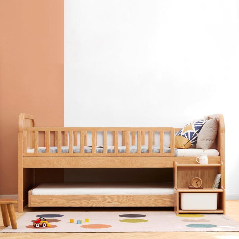 Natural Baby Crib Solid Wood Crib Nursery Bed with Guardrails