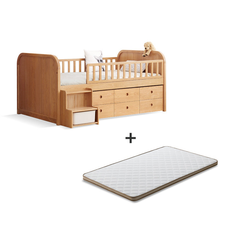 Natural Baby Crib Solid Wood Crib Nursery Bed with Guardrails