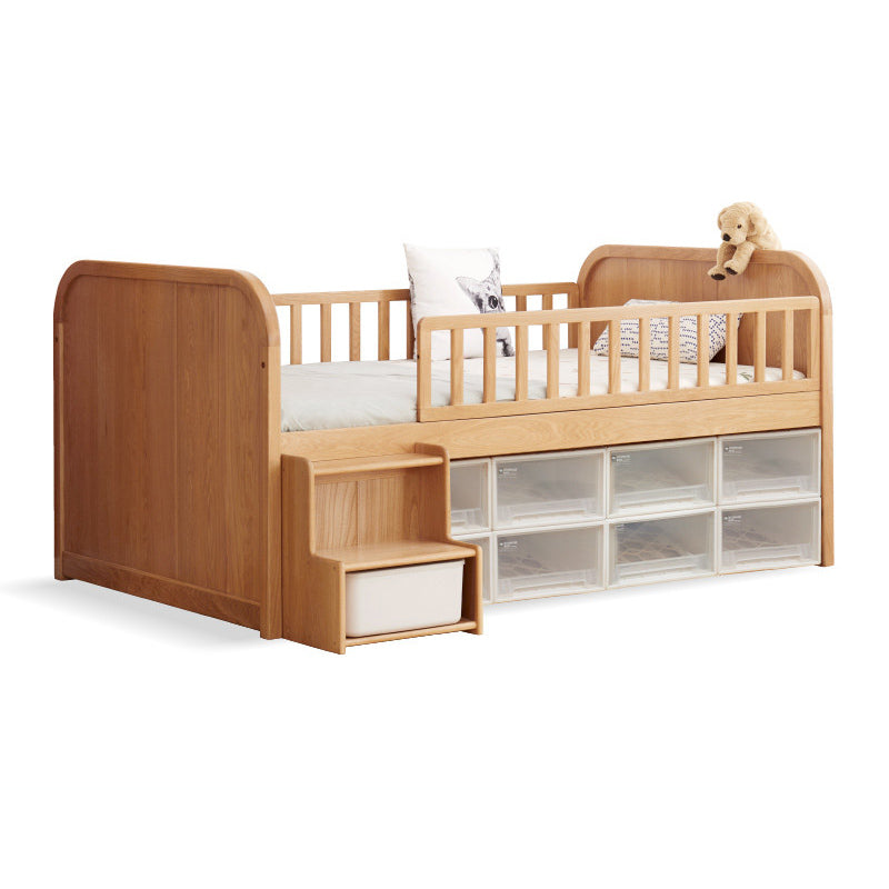 Natural Baby Crib Solid Wood Crib Nursery Bed with Guardrails