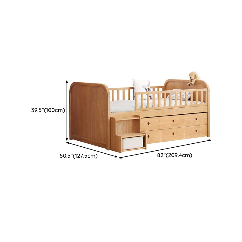 Natural Baby Crib Solid Wood Crib Nursery Bed with Guardrails