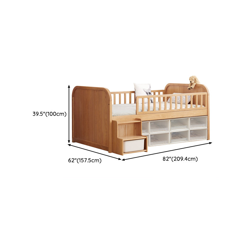 Natural Baby Crib Solid Wood Crib Nursery Bed with Guardrails