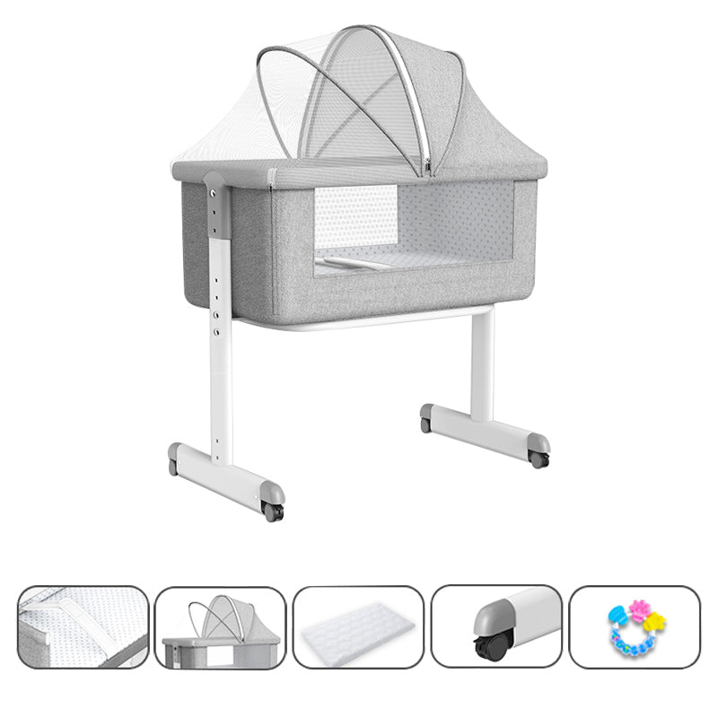 Contemporary Nursery Bed Metal Under Crib Storage Baby Crib with Casters