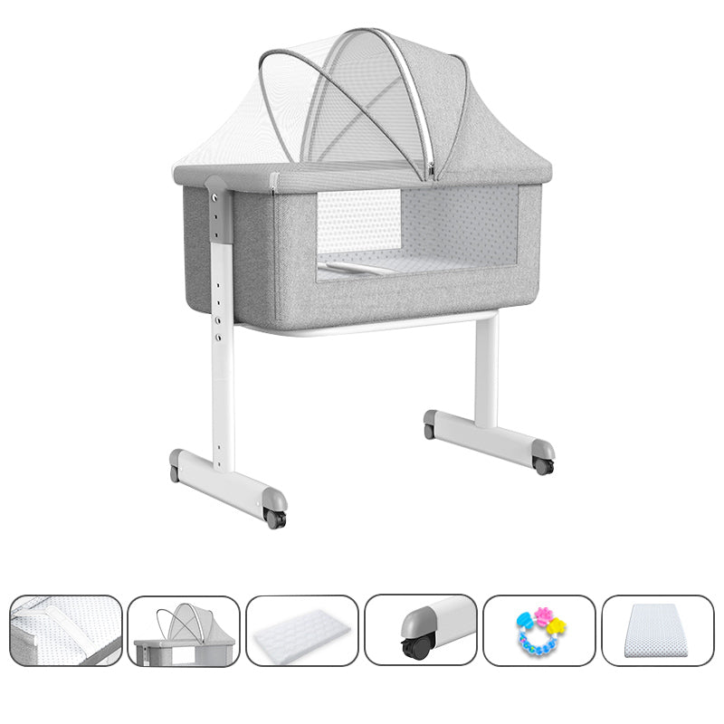 Contemporary Nursery Bed Metal Under Crib Storage Baby Crib with Casters