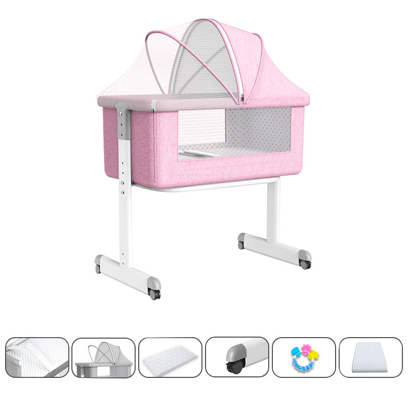 Contemporary Nursery Bed Metal Under Crib Storage Baby Crib with Casters