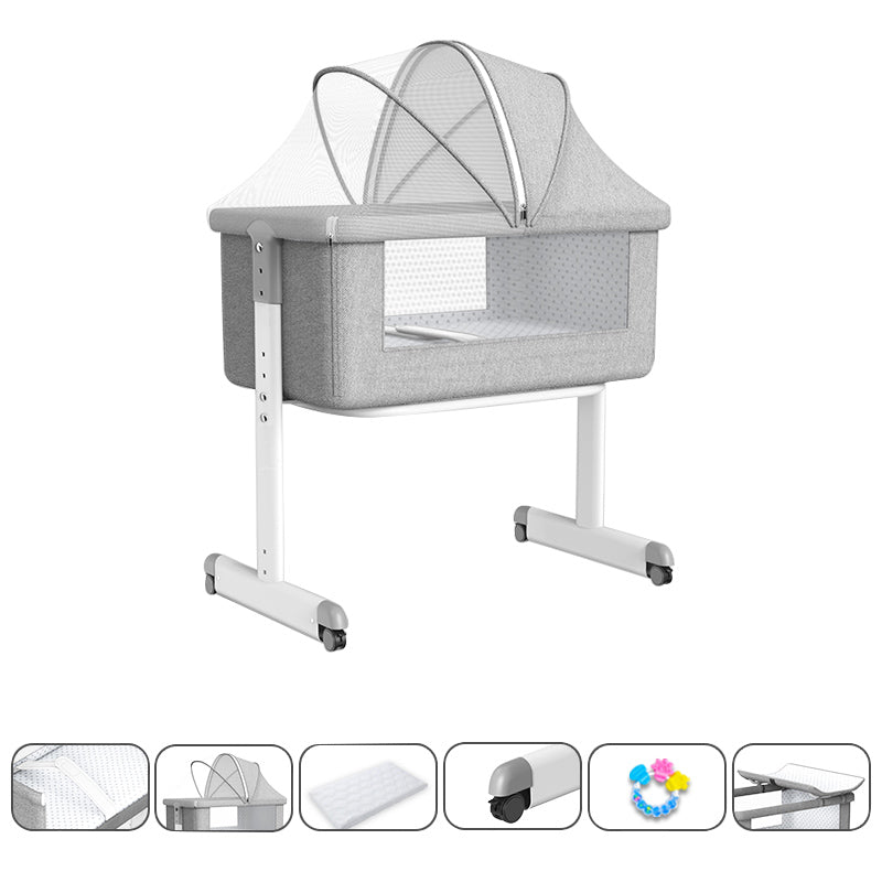 Contemporary Nursery Bed Metal Under Crib Storage Baby Crib with Casters