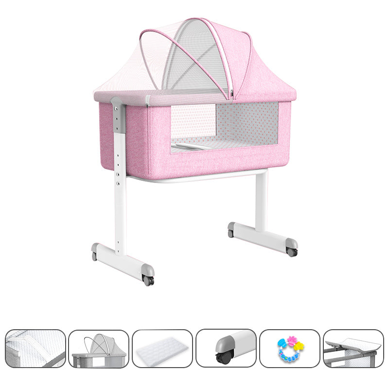 Contemporary Nursery Bed Metal Under Crib Storage Baby Crib with Casters