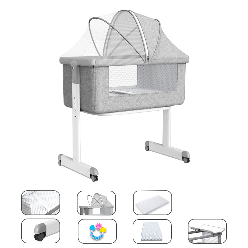 Contemporary Nursery Bed Metal Under Crib Storage Baby Crib with Casters