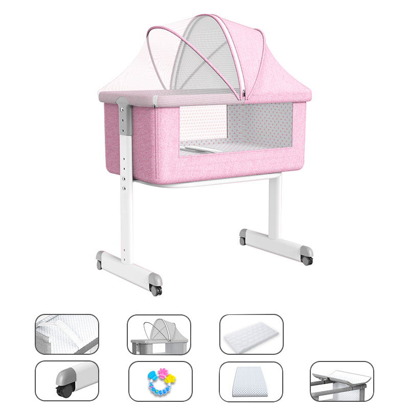 Contemporary Nursery Bed Metal Under Crib Storage Baby Crib with Casters