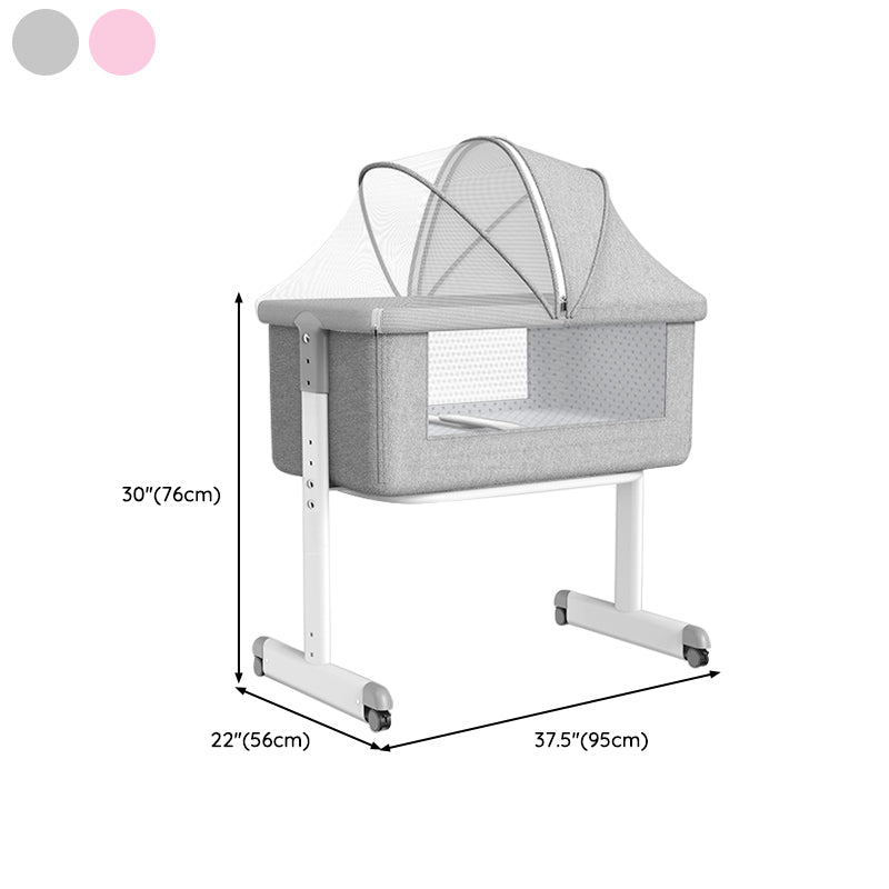 Contemporary Nursery Bed Metal Under Crib Storage Baby Crib with Casters