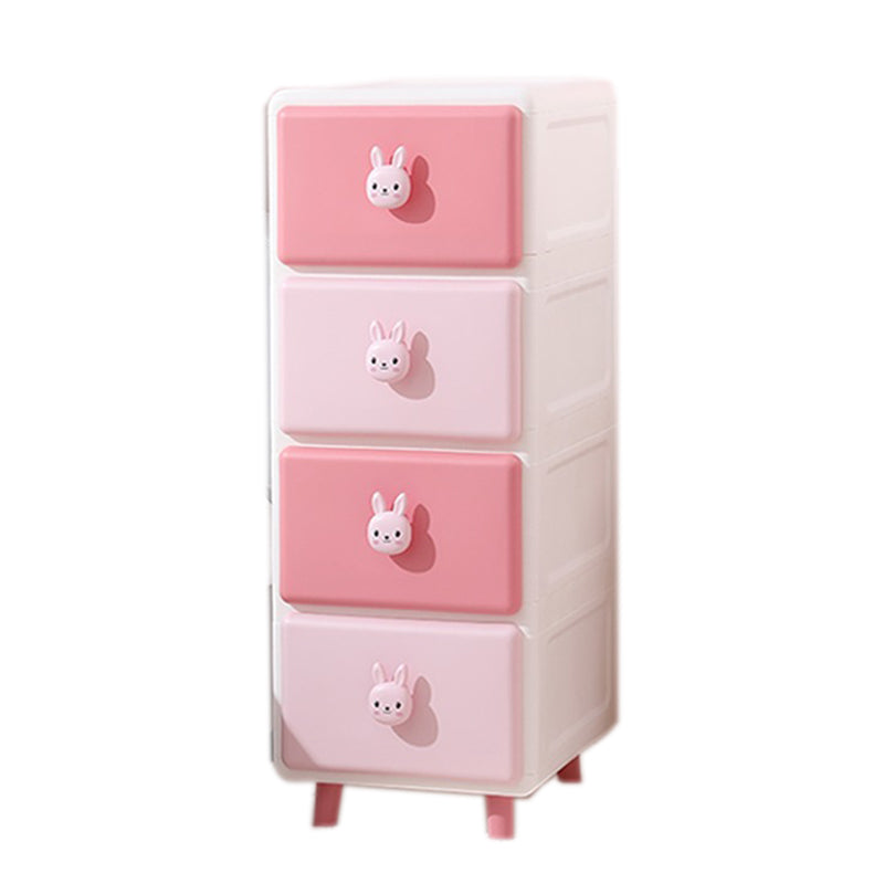 Contemporary Vertical Kids Nightstand Pink/Brown Plastic Nursery Dresser for Room