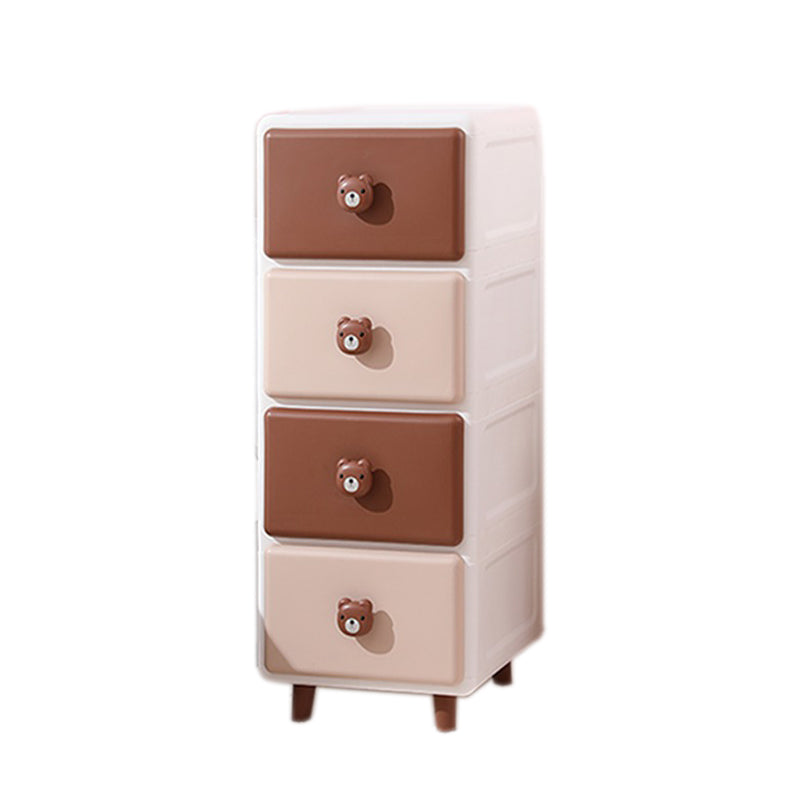 Contemporary Vertical Kids Nightstand Pink/Brown Plastic Nursery Dresser for Room