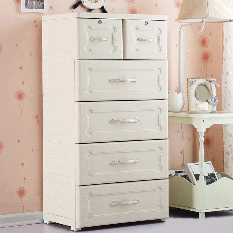 Plastic Vertical Kids Nightstand Contemporary Nursery Dresser for Home