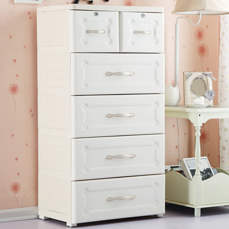 Plastic Vertical Kids Nightstand Contemporary Nursery Dresser for Home