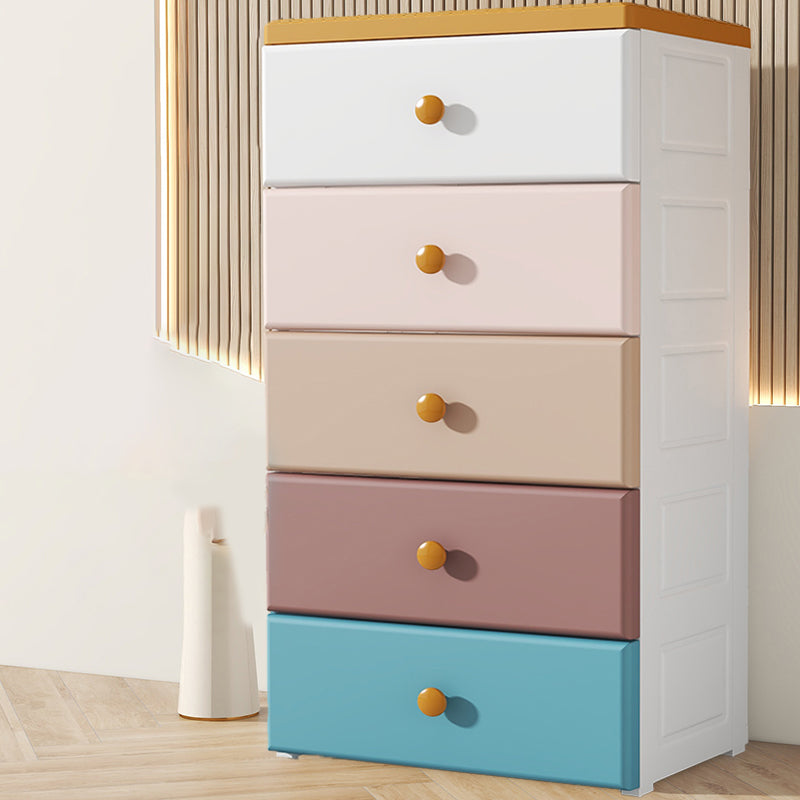 Contemporary Plastic Kids Nightstand Vertical Nursery Dresser for Home