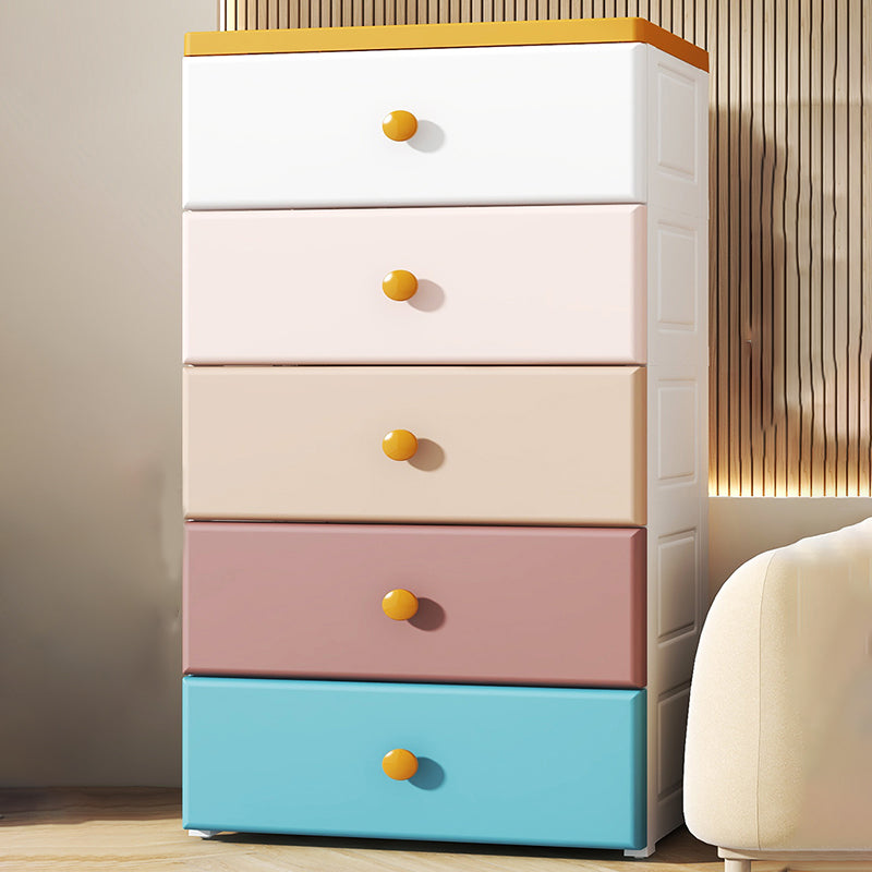 Contemporary Plastic Kids Nightstand Vertical Nursery Dresser for Home